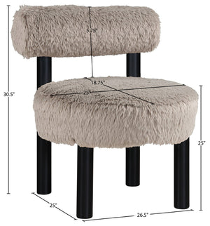 Meridian Furniture Ambre Plush Vegan Shearling Accent Chair with Solid Wood Legs for Modern Living Spaces Beige Style B 33065Beige