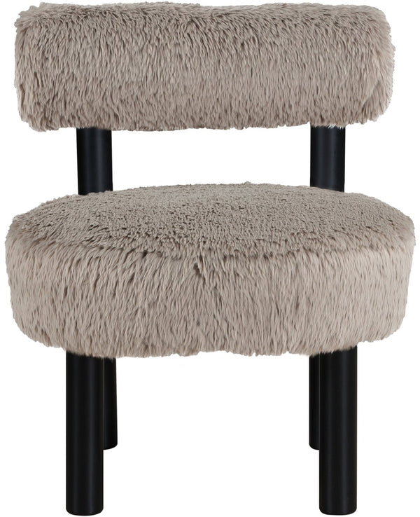 Meridian Furniture Ambre Plush Vegan Shearling Accent Chair with Solid Wood Legs for Modern Living Spaces Beige Style B 33065Beige