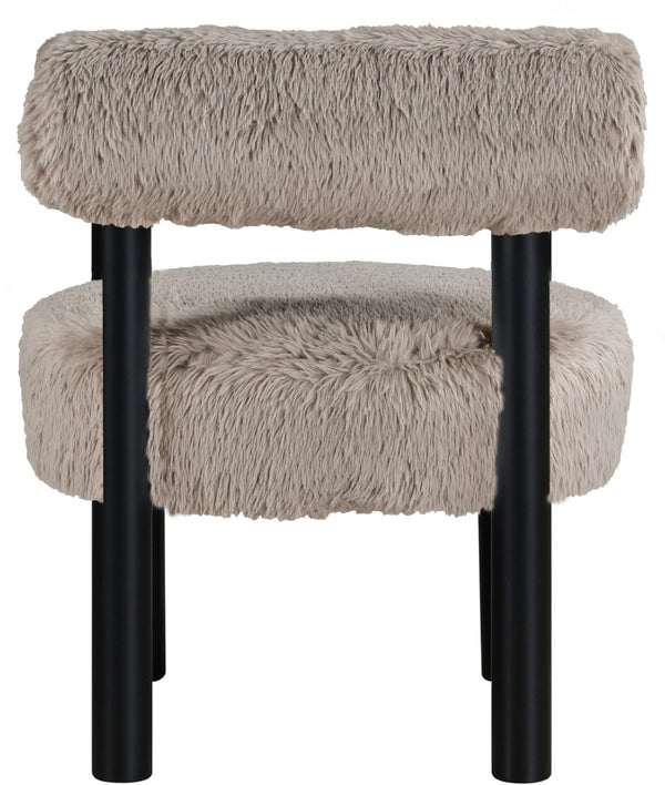 Meridian Furniture Ambre Plush Vegan Shearling Accent Chair with Solid Wood Legs for Modern Living Spaces Beige Style B 33065Beige