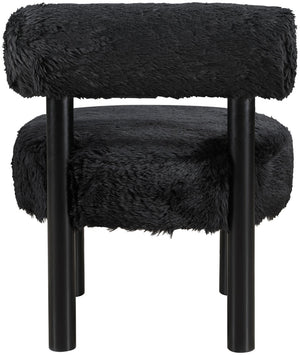 Meridian Furniture Ambre Plush Vegan Shearling Accent Chair with Solid Wood Legs for Modern Living Spaces Black Style B 33065Black