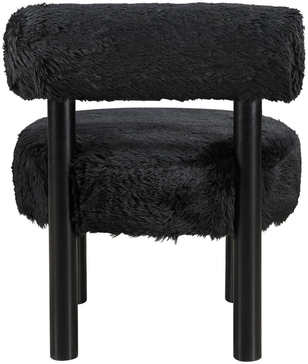 Meridian Furniture Ambre Plush Vegan Shearling Accent Chair with Solid Wood Legs for Modern Living Spaces Black Style B 33065Black