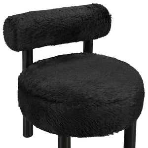 Meridian Furniture Ambre Plush Vegan Shearling Accent Chair with Solid Wood Legs for Modern Living Spaces Black Style B 33065Black