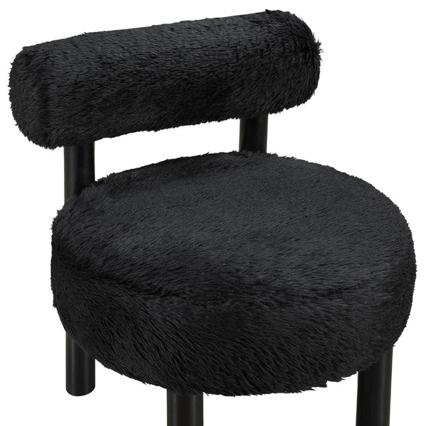Meridian Furniture Ambre Plush Vegan Shearling Accent Chair with Solid Wood Legs for Modern Living Spaces Black Style B 33065Black