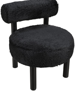 Meridian Furniture Ambre Plush Vegan Shearling Accent Chair with Solid Wood Legs for Modern Living Spaces Black Style B 33065Black