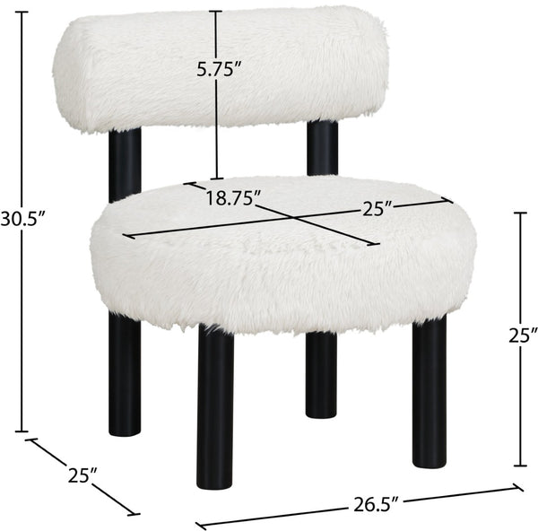 Meridian Furniture Ambre Plush Vegan Shearling Accent Chair with Solid Wood Legs for Modern Living Spaces Cream Style B 33065Cream