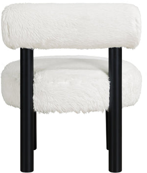 Meridian Furniture Ambre Plush Vegan Shearling Accent Chair with Solid Wood Legs for Modern Living Spaces Cream Style B 33065Cream