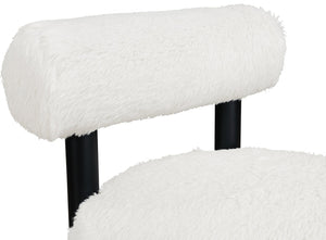 Meridian Furniture Ambre Plush Vegan Shearling Accent Chair with Solid Wood Legs for Modern Living Spaces Cream Style B 33065Cream