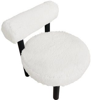 Meridian Furniture Ambre Plush Vegan Shearling Accent Chair with Solid Wood Legs for Modern Living Spaces Cream Style B 33065Cream