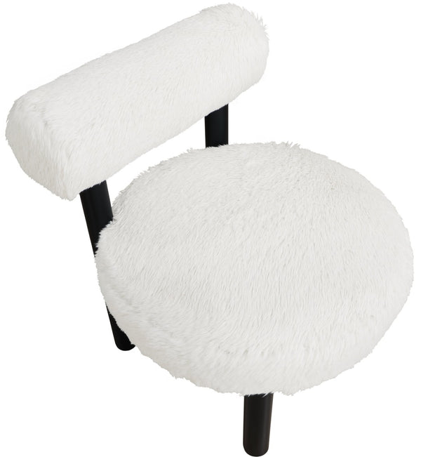 Meridian Furniture Ambre Plush Vegan Shearling Accent Chair with Solid Wood Legs for Modern Living Spaces Cream Style B 33065Cream