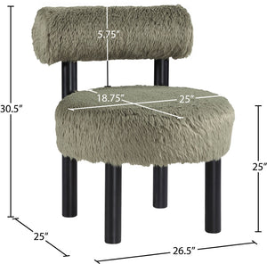 Meridian Furniture Ambre Plush Vegan Shearling Accent Chair with Solid Wood Legs for Modern Living Spaces Green Style B 33065Green