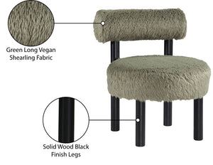 Meridian Furniture Ambre Plush Vegan Shearling Accent Chair with Solid Wood Legs for Modern Living Spaces Green Style B 33065Green