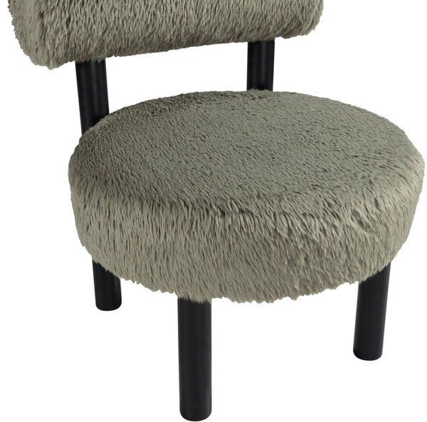 Meridian Furniture Ambre Plush Vegan Shearling Accent Chair with Solid Wood Legs for Modern Living Spaces Green Style B 33065Green
