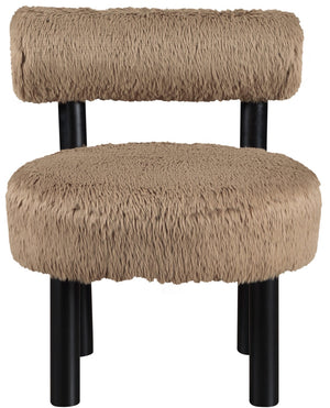 Meridian Furniture Ambre Plush Vegan Shearling Accent Chair with Solid Wood Legs for Modern Living Spaces Tan Style B 33065Tan