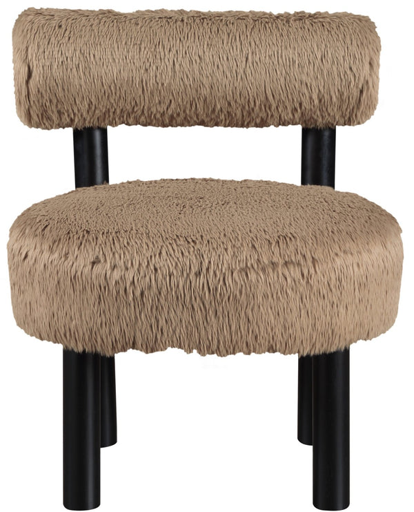 Meridian Furniture Ambre Plush Vegan Shearling Accent Chair with Solid Wood Legs for Modern Living Spaces Tan Style B 33065Tan