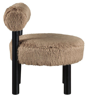 Meridian Furniture Ambre Plush Vegan Shearling Accent Chair with Solid Wood Legs for Modern Living Spaces Tan Style B 33065Tan