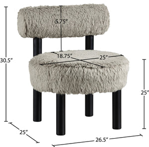 Meridian Furniture Ambre Plush Vegan Shearling Accent Chair with Solid Wood Legs for Modern Living Spaces Taupe Style B 33065Taupe