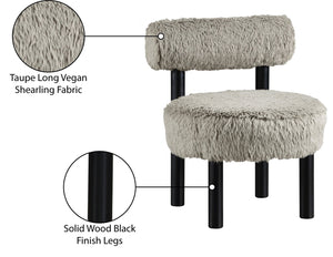 Meridian Furniture Ambre Plush Vegan Shearling Accent Chair with Solid Wood Legs for Modern Living Spaces Taupe Style B 33065Taupe