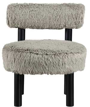 Meridian Furniture Ambre Plush Vegan Shearling Accent Chair with Solid Wood Legs for Modern Living Spaces Taupe Style B 33065Taupe