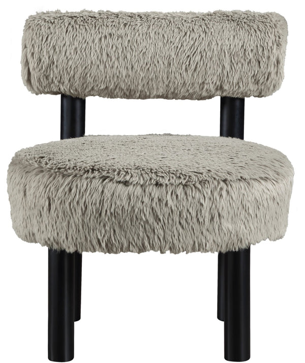 Meridian Furniture Ambre Plush Vegan Shearling Accent Chair with Solid Wood Legs for Modern Living Spaces Taupe Style B 33065Taupe
