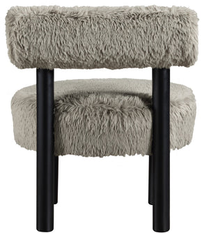 Meridian Furniture Ambre Plush Vegan Shearling Accent Chair with Solid Wood Legs for Modern Living Spaces Taupe Style B 33065Taupe