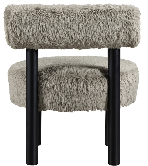 Meridian Furniture Ambre Plush Vegan Shearling Accent Chair with Solid Wood Legs for Modern Living Spaces Taupe Style B 33065Taupe
