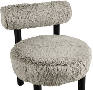 Meridian Furniture Ambre Plush Vegan Shearling Accent Chair with Solid Wood Legs for Modern Living Spaces Taupe Style B 33065Taupe