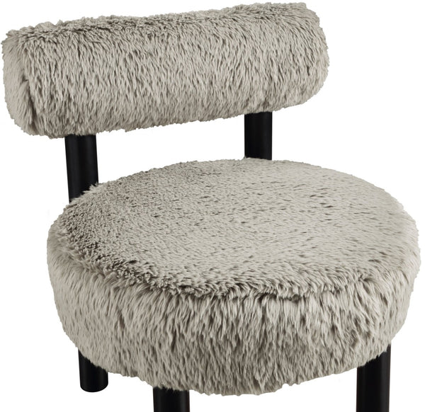 Meridian Furniture Ambre Plush Vegan Shearling Accent Chair with Solid Wood Legs for Modern Living Spaces Taupe Style B 33065Taupe
