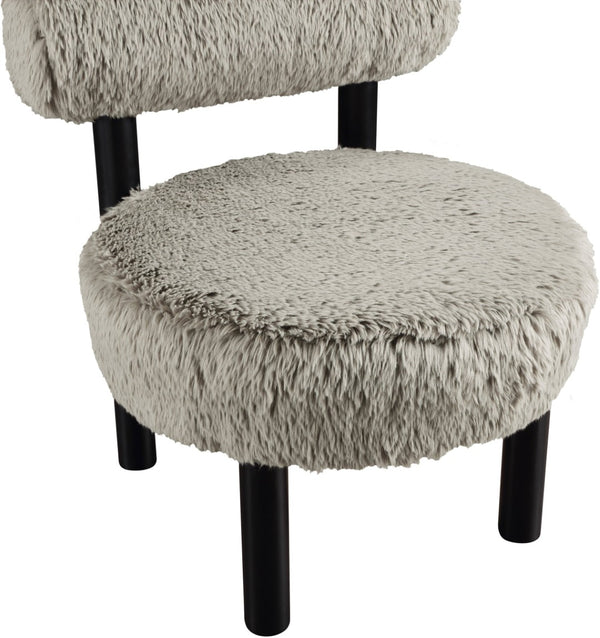 Meridian Furniture Ambre Plush Vegan Shearling Accent Chair with Solid Wood Legs for Modern Living Spaces Taupe Style B 33065Taupe