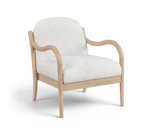Meridian Furniture Helmsley Art Deco Accent Chair Sculpted Wood Frame Stain Resistant Woven Fabric Living Room Cream - A 33066Cream
