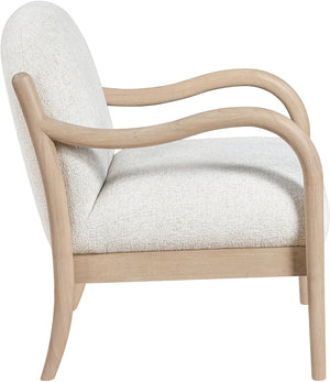 Meridian Furniture Helmsley Art Deco Accent Chair Sculpted Wood Frame Stain Resistant Woven Fabric Living Room Cream - A 33066Cream