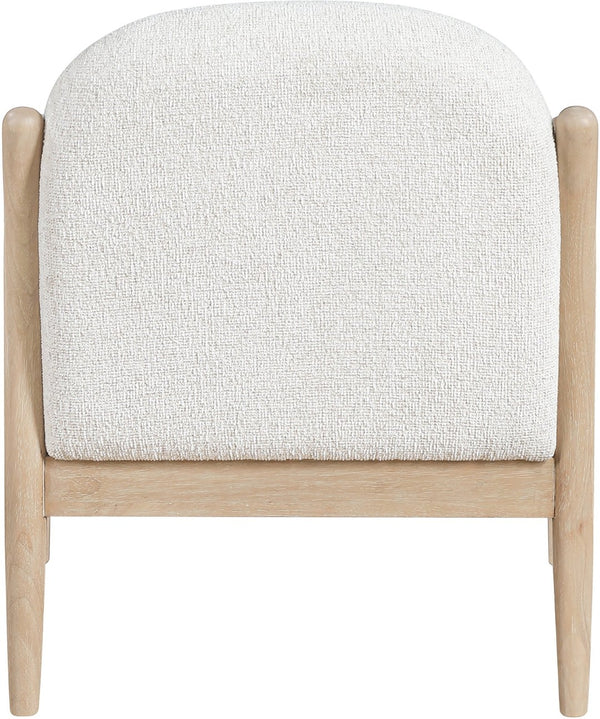 Meridian Furniture Helmsley Art Deco Accent Chair Sculpted Wood Frame Stain Resistant Woven Fabric Living Room Cream - A 33066Cream