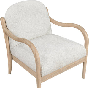 Meridian Furniture Helmsley Art Deco Accent Chair Sculpted Wood Frame Stain Resistant Woven Fabric Living Room Cream - A 33066Cream