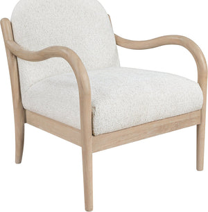 Meridian Furniture Helmsley Art Deco Accent Chair Sculpted Wood Frame Stain Resistant Woven Fabric Living Room Cream - A 33066Cream