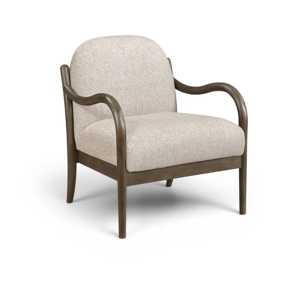 Meridian Furniture Helmsley Art Deco Accent Chair Sculpted Wood Frame Stain Resistant Woven Fabric Living Room Beige 33067Beige