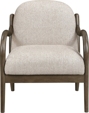 Meridian Furniture Helmsley Art Deco Accent Chair Sculpted Wood Frame Stain Resistant Woven Fabric Living Room Beige 33067Beige