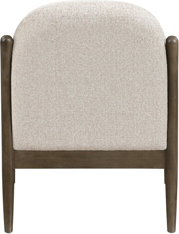 Meridian Furniture Helmsley Art Deco Accent Chair Sculpted Wood Frame Stain Resistant Woven Fabric Living Room Beige 33067Beige
