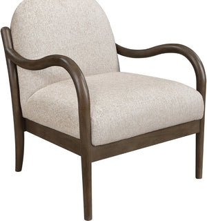 Meridian Furniture Helmsley Art Deco Accent Chair Sculpted Wood Frame Stain Resistant Woven Fabric Living Room Beige 33067Beige
