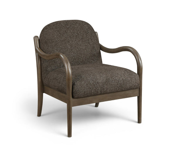 Meridian Furniture Helmsley Art Deco Accent Chair Sculpted Wood Frame Stain Resistant Woven Fabric Living Room Brown 33067Brown