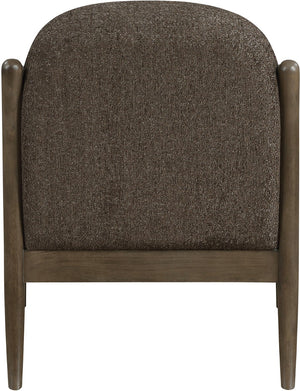 Meridian Furniture Helmsley Art Deco Accent Chair Sculpted Wood Frame Stain Resistant Woven Fabric Living Room Brown 33067Brown