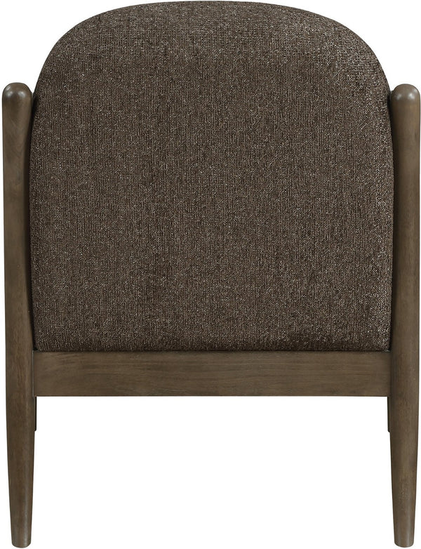 Meridian Furniture Helmsley Art Deco Accent Chair Sculpted Wood Frame Stain Resistant Woven Fabric Living Room Brown 33067Brown