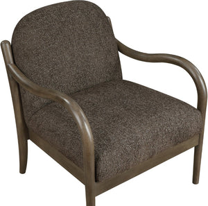 Meridian Furniture Helmsley Art Deco Accent Chair Sculpted Wood Frame Stain Resistant Woven Fabric Living Room Brown 33067Brown