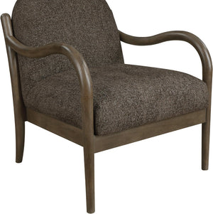 Meridian Furniture Helmsley Art Deco Accent Chair Sculpted Wood Frame Stain Resistant Woven Fabric Living Room Brown 33067Brown