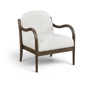 Meridian Furniture Helmsley Art Deco Accent Chair Sculpted Wood Frame Stain Resistant Woven Fabric Living Room Cream - B 33067Cream