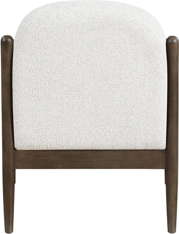 Meridian Furniture Helmsley Art Deco Accent Chair Sculpted Wood Frame Stain Resistant Woven Fabric Living Room Cream - B 33067Cream
