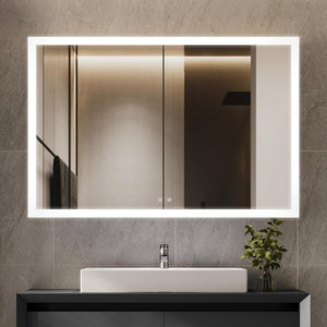 English Elm Aurorium Led Lighted Vanity Mirror with Defogger Touchscreen 48 Inch Bathroom Wall B2731P478350