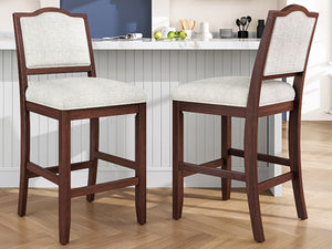 English Elm Counter Height Rubberwood Barstools Set of 2 Upholstered Seats for Kitchen Island Cherry N752P377070C