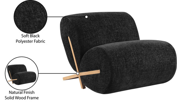 Meridian Furniture Akira Art Deco Sculptural Accent Chair with Plush Upholstery and Wood Base for Living Room Black Style 1 33071Black-C