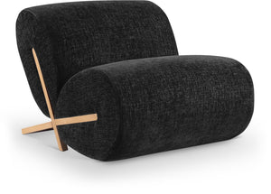 Meridian Furniture Akira Art Deco Sculptural Accent Chair with Plush Upholstery and Wood Base for Living Room Black Style 1 33071Black-C