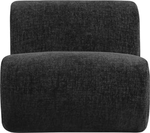 Meridian Furniture Akira Art Deco Sculptural Accent Chair with Plush Upholstery and Wood Base for Living Room Black Style 1 33071Black-C