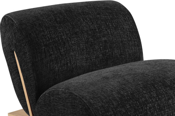 Meridian Furniture Akira Art Deco Sculptural Accent Chair with Plush Upholstery and Wood Base for Living Room Black Style 1 33071Black-C